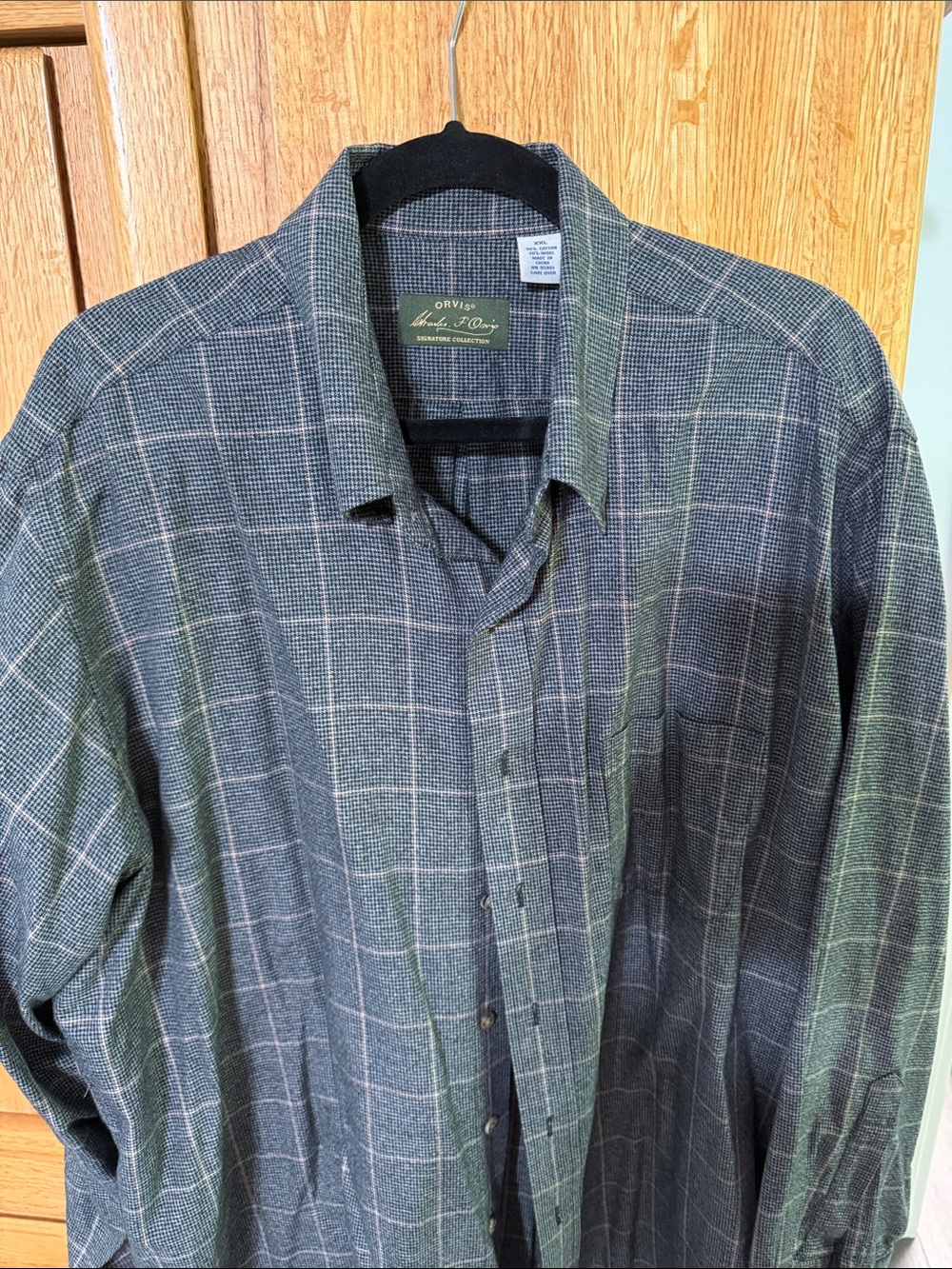 Orvis Green and Gray Windowpane Button-Down Shirt